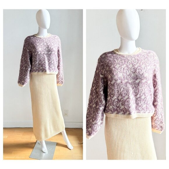 Vintage 2 Piece Maxi Dress Long Sleeve Sweater Set M - Picture 1 of 10